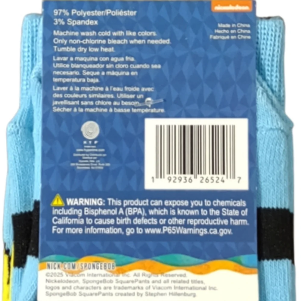 Nickelodeon SpongeBob SquarePants Crew Socks Unisex Bundle And Save
